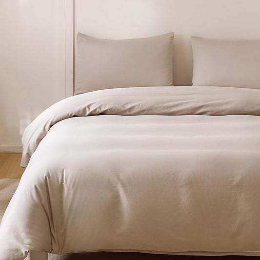 HeimenAogo Egyptian Cotton Duvet Cover Queen Size Ultra Soft and Breathable Bedding Set with Zipper Closure Long Staple Pre-Washed Cotton Duvet Cover Silver Gray 3Pcs (90"×90")