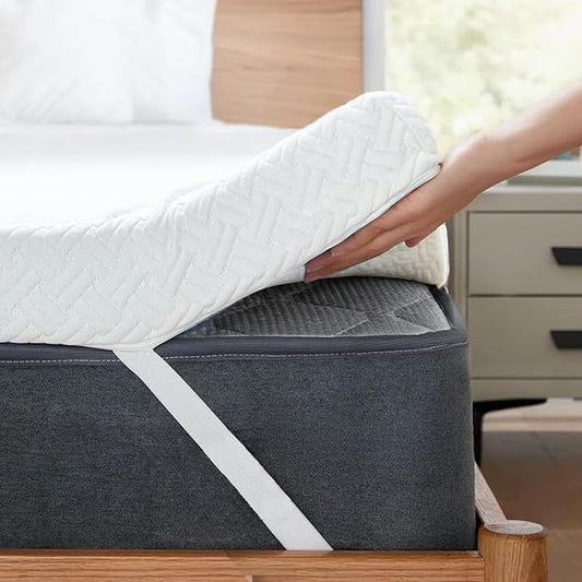 Tiita 3-Inch Mattress Topper Queen, Foam Mattress Topper, Removable Mattress Cover, Firm Bed Pad, High Density Foam Mattress Pad, Mattress Protector with 4-Corner Non-Slip Straps