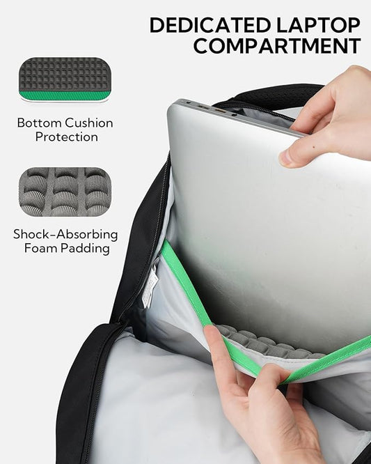 WATERFLY Travel Laptop School Backpack: College Middle School Bookbag for Women Men, TSA Friendly Business Work Casual Daypack with 15.6" Computer Compartment, Anti Theft Water Resistant Commuter Bag