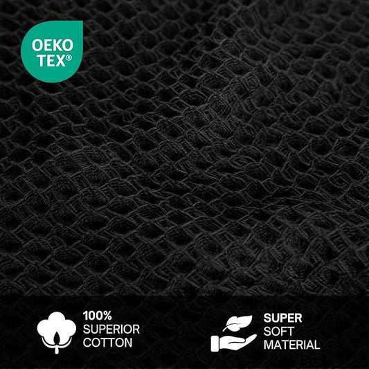 100% Cotton Waffle Weave Kitchen Dish Towels – Solid, Ultra Soft, Scratch-Free & Superb Absorbent - Quick Drying Cleaning Towels,Perfect disch Cloth 13 x 28-12 Pack, Black