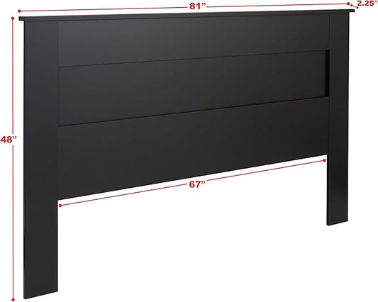 Prepac Stylish Flat Wood Panel Headboard for King Size Beds, Simplistic Wooden King Headboard 2.25" D x 81" W x 48" H, Black, BHFK-1301-1