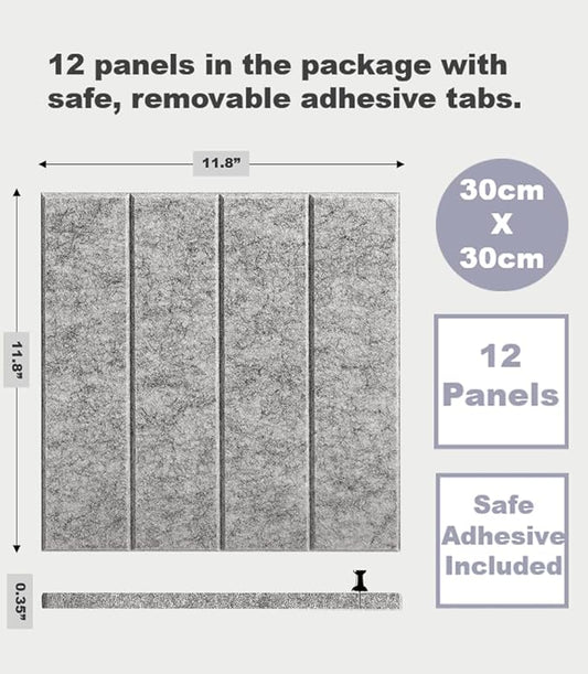 Felt Bulletin Board Tiles | Modern Cork Board Alternative | Large Cork Boards for Walls | Aesthetic Felt Wall Panels for Office & Home Decor | Pinboard & Photo Board (12-Pack) | Gray Marble
