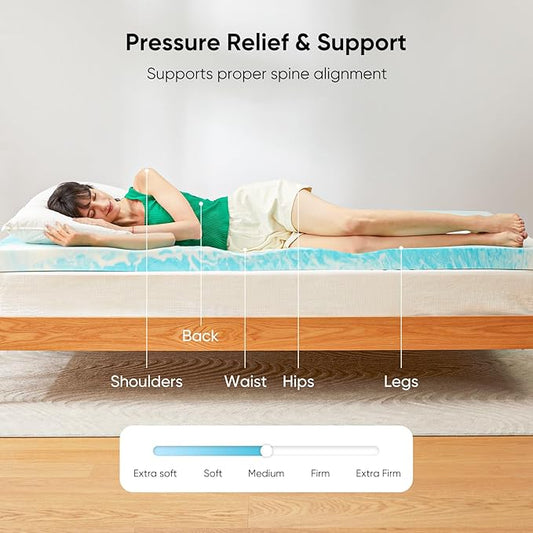 Marsail Mattress Topper Full, 3-inch Gel Memory Foam, Bed Topper for Full Size Bed, Soft for Sleeper Sofa, RV, Camper, CertiPUR-US Certified