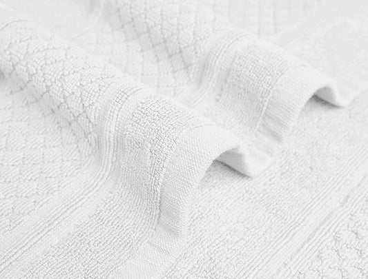 Avalon Towels White Bath Mat - 100% Cotton Set of 2 Absorbent Bathmat - Bathroom Mats Quick Dry Bath Mats for Bathrooms (22x34 Inches)