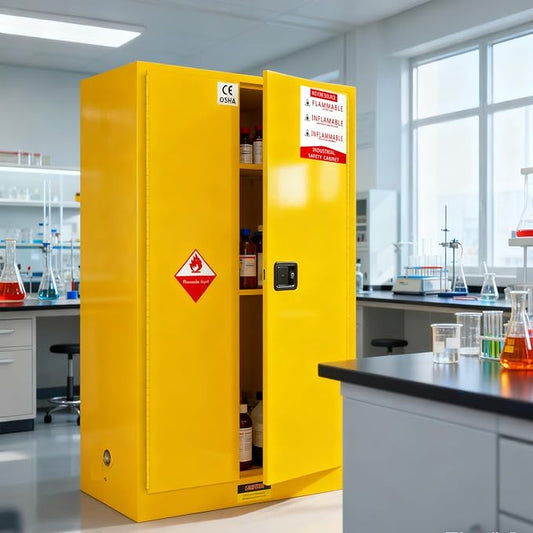 70-Gallon Flammable Storage Cabinet, 70''x45''x20'' Galvanized Steel Safety Cabinet with Adjustable Shelves, Fire Cabinet for Gasoline, Oil, Chemical Storage