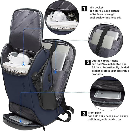 BANGE Business Laptop Smart backpack Can Hold 15.6 Inch Laptop Commute Backpack Carry on bag for men and women (Blue)