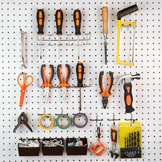 INCLY 120PCS Pegboard Accessories Organizer Kit, Peg Board Hooks Assortment with Bins for Organizing Various Tools, Fit 1/8 or 1/4 inch Pegboard for Hanging Storage, Garage Wall Attachments
