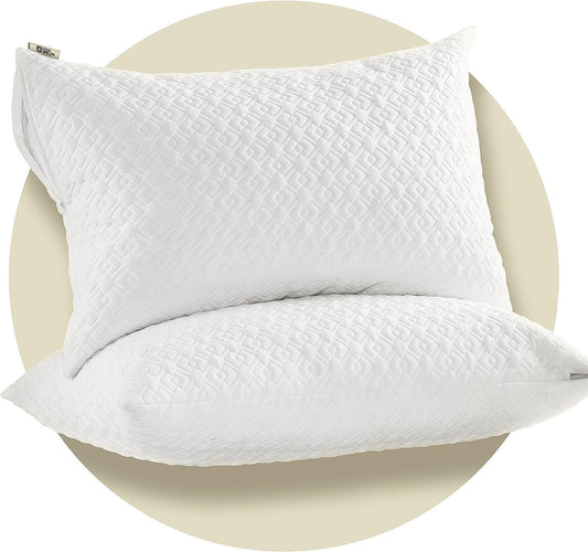 CoolShields Pillow Protector (2 Pack) Standard – Waterproof Zippered Pillow Covers, Hypoallergenic, Premium Pillowcase Encasement for Better Sleep