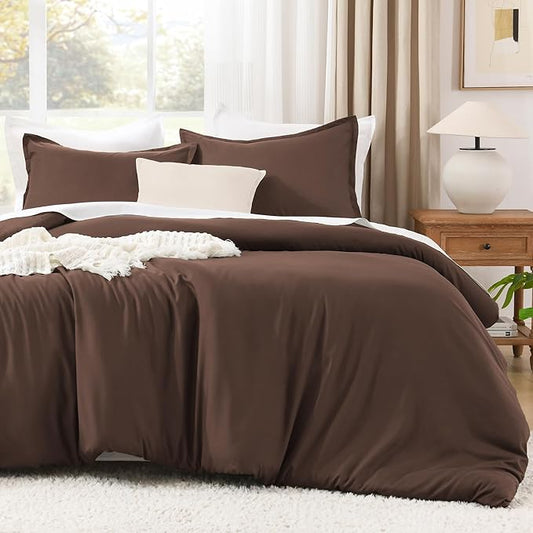 Litanika Comforter Set, Lightweight Solid Bedding Comforter Set, Fluffy Down Alternative Bed Set, Brown, Twin/Twin XL