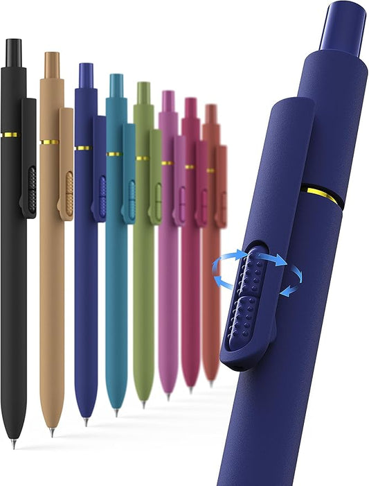 8 Pcs Gel Ink Pens, 0.7mm Fine Point for Smooth Writing Journaling Aesthetic Pens, Black Quick-Dry Long Lasting Fidge Pens, Cute School Office Supplies Gifts for Women (Vintage Black Ink)