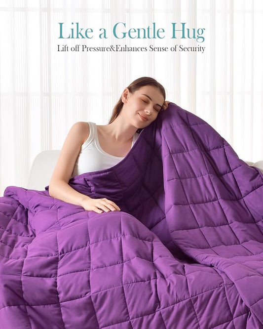 Topblan Weighted Blanket 15 pounds, Soft Cooling Weighted Blanket Full Size for Adults and Kids, Breathable Comfort Blanket with Glass Beads for Bed Sofa All Season, 48 x 72 inches, Purple