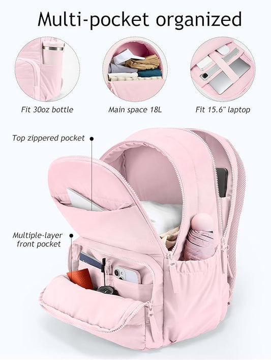Travel Backpack for Women, 15.6 Inch College Laptop Backpack, Water Resistant Work Backpacks, Cute Quilted Bookbag