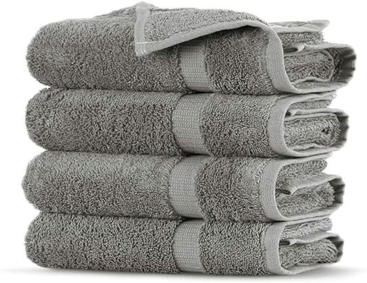 Towel Bazaar Premium Cotton Super Soft and Absorbent Turkish Towels (4-Piece Washcloth, Gray)
