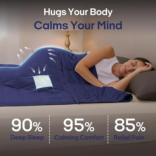 ZonLi Weighted Blanket for Adults(80"x87", 25lbs,Dusk Blue) King Size High Breathability Cooling Heavy Blanket, Soft Material with Premium Glass Beads,All-Season.