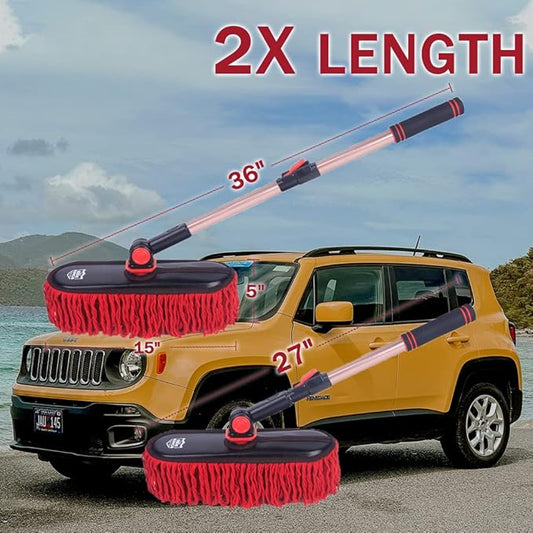 Car Duster-Stocking Stuffers Gifts for Men Women-Wax Cotton Hair, Scratch-Free Travel-Friendly Auto Cleaner, Truck, SUV, RV & Motorcycle - Extendable Handle, No Lint,Beach Travel Essentials