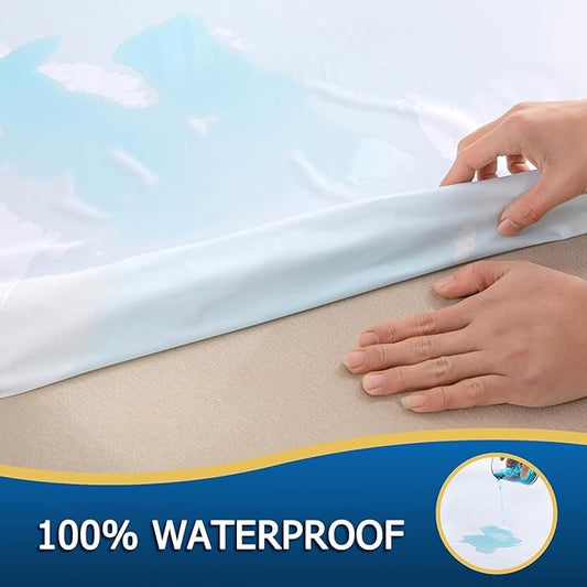 California King Waterproof Zippered Mattress Encasement, Breathable, Noiseless, Machine-Washable Zipped Mattress Cover, Fitting 7" - 15" Deep Mattress