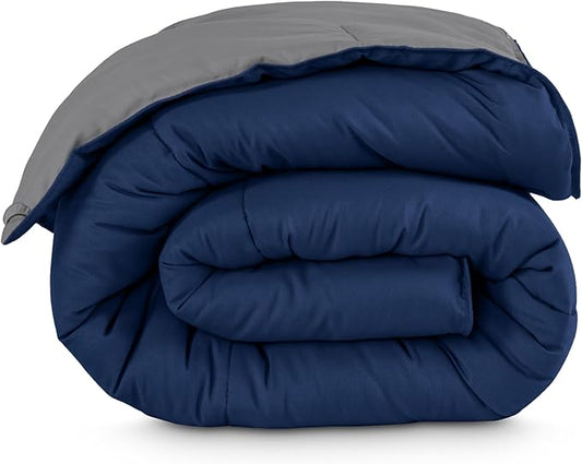 Bare Home Oversized King Comforter - Reversible Colors - Goose Down Alternative - Ultra-Soft - Premium 1800 Series - All Season Warmth - Bedding Comforter (Oversized King, Dark Blue/Grey)
