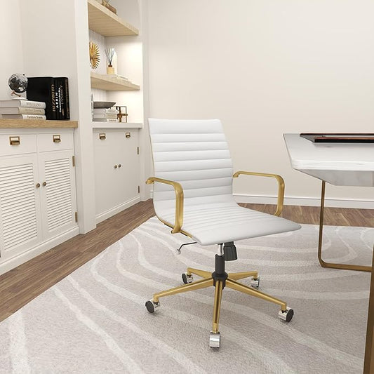 Chair, Desk Computer Chair ,with Armrests ,Ergonomic Office Chair for Home and Office, 17.32 x 22.83 x 35.43 inches, Multiple Colors (Gold White)
