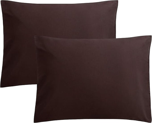 FLXXIE Microfiber Pillow Cases Standard Size, Soft Pillowcases with Envelope Closure, Wrinkle, Stain Resistant Pillow Covers, 20x26, Dark Brown