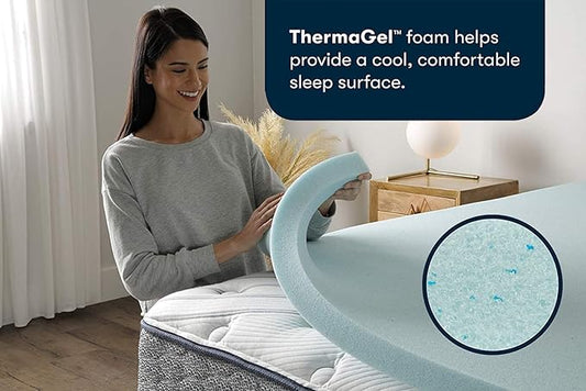 Serta ThermaGel Cooling, Pressure-Relieving Memory Foam Mattress Topper, 2 Inch, Twin, Made in The USA