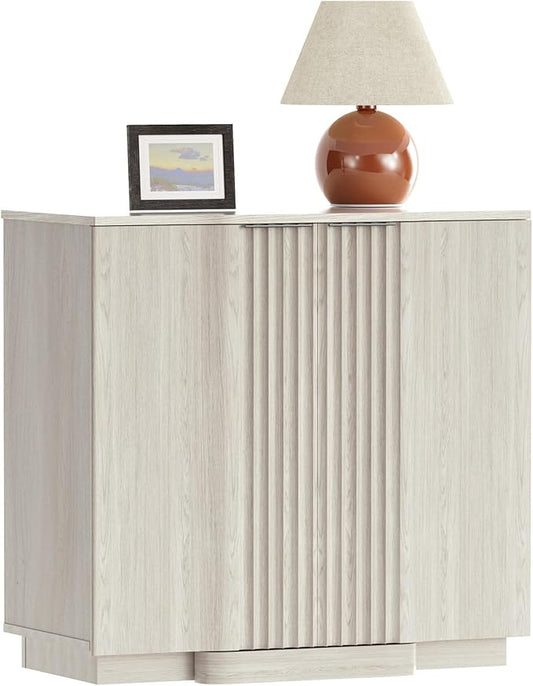 Yechen Buffet Cabinet with Storage, 31.5" Accent Sideboard Modern Credenza with Doors & Adjustable Shelves Fluted Media Console Wood Coffee Bar Table for Living Kitchen Dining Room