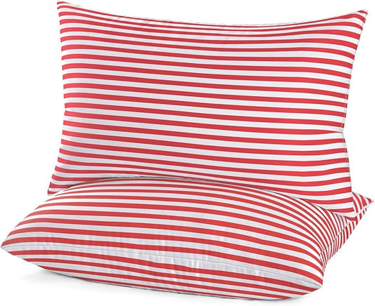 EIUE Bed Pillows for Sleeping 2 Pack Queen Size,Super Soft Down Alternative Microfiber Filled Pillows,Pillows for Side and Back Sleepers,20 x 30 Inches,Red