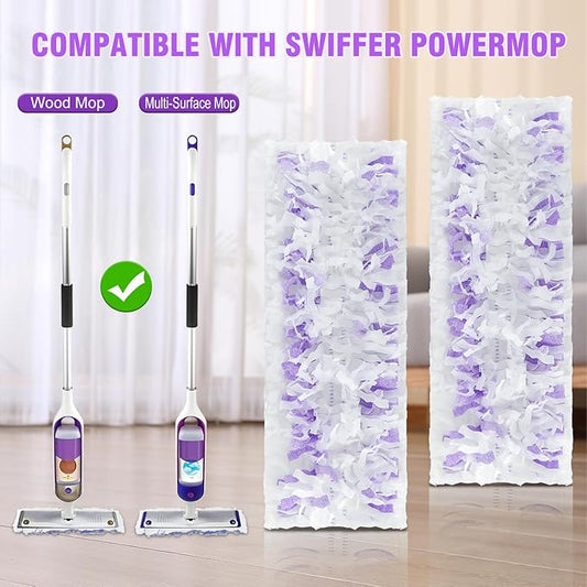 28 Count Disposable Heavy-Duty Power Mop Pads Refills for Swiffer Power Mop,Replacement Floor Cleaning Refills, Non-Washable & Unscented, Compatible with Swiffer PowerMop (Quick-Absorb, No Residue)
