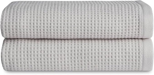 Cozy Earth Waffle Hand Towels - 60% Cotton 40% Viscose from Bamboo Hand Towels 20 x 30 Inches - Soft & Absorbent Terry, Reversible Mini Textured Waffle & Weave Pattern - 2 Pack
