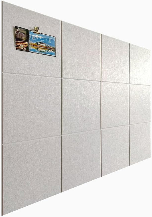 12-Pack Ivory Felt Wall Tiles(11.8“x11.8”Each), 47.2“x 35.4” Large Cork Board Alternative, Self-Adhesive Bulletin Pin Board for Office Home Kitchen Photos & Memos