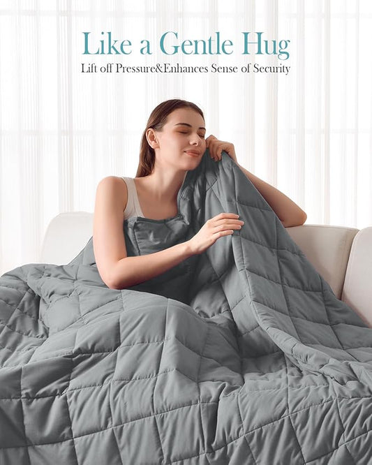 Topblan Weighted Blanket for Adults 12lbs, Breathable Cooling Weighted Blanket, High Breathability Heavy Blanket, Soft Material with Glass Beads for All Season, Sofa Bed, 60"x80" Queen Size,Grey