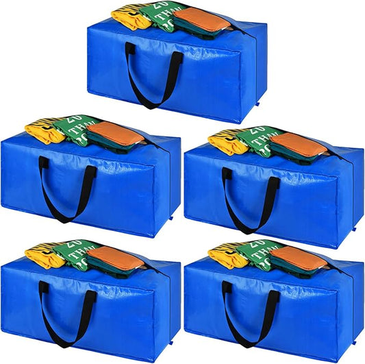 Moving Bags, Large Heavy Duty Moving Boxes for Space Saving Moving Storage, Moving Supplies, Totes for Storage with Backpack Handles Zipper(5 Pack)