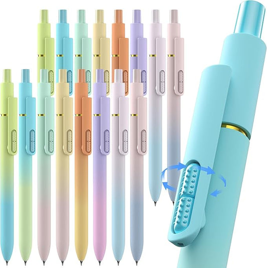 16 Pcs Gel Pens, 0.7mm Fine Point Smooth Writing Pens, Black Quick-Dry Long Lasting Fidge Pens for Journaling, Office, Note Taking, School Supplies, Nurse Aesthetic Pens(Gradient-Black Ink)