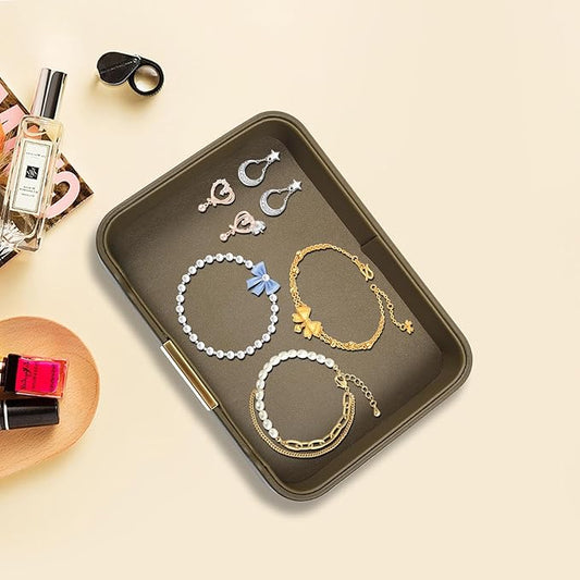 Luxury Leather Valet Tray Desktop Storage Organizer,Bedside Vanity Catchall Tray Nightstand Caddy Holder for Cosmetic,Jewelry,Watch,Keys,Phone,Wallet,Remote Controller,Pen,Olive Green