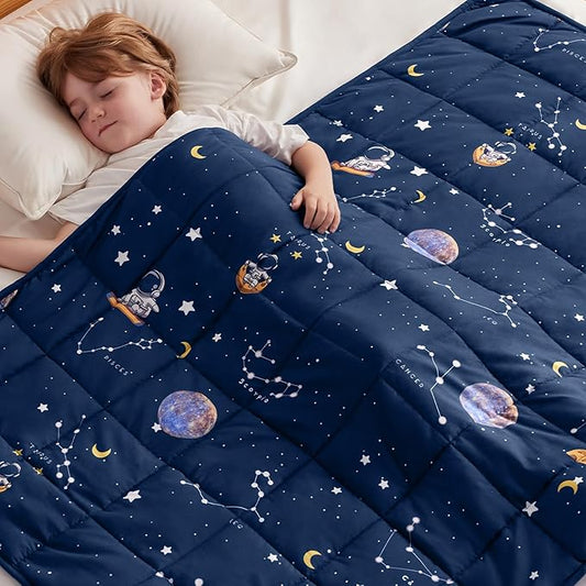 anfie Weighted Blanket Kids(36"x48" 3lbs) Weighted Blanket Cooling Blanket for Sleeping,Throw Size Breathable Blanket with Premium Glass Bead(Space Navy Blue)