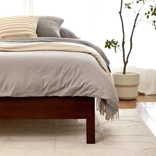 LIFEMENT Twin Signature Wood Platform Bed Frame Walnut, Noise-Free, Under Bed Storage, No Box Spring Needed, Easy Assembly