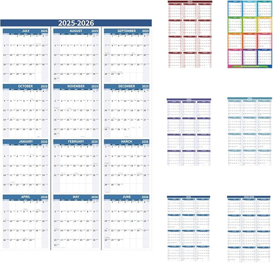 2026 Wall Calendar 34.8" x 22.8" Large Vertical Yearly 2025-2026 Wall Hanging Calenda with Julian Date from July 2025 to June 2026 Thick Paper Calendar 12 Month Annual Planner for Office Fridge(Grayish Blue)