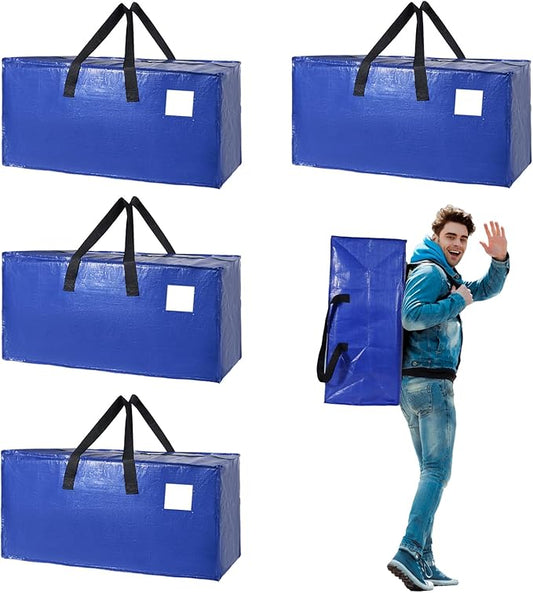 4 Pack Dorm Moving Bags with Backpack Straps Heavy Duty Moving Boxes Supplies Packing Cubes Alternative,Large Storage Totes Travel Space Saver Bags for Room Essentials,Stow Clothes 93 L 25 Gallons