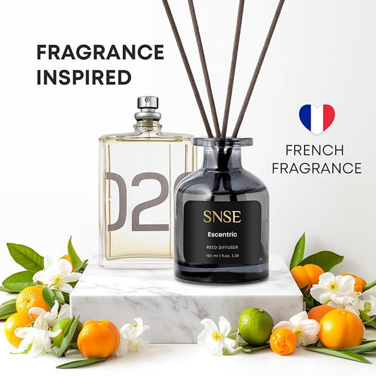 SNSE Escentric Perfumed Reed Diffuser Set - Premium Reed Diffusers for Home with Diffuser Reeds, Luxurious Gift Aroma, Sophisticated Scent, Ideal for Relaxation, Elegant Home Fragrance