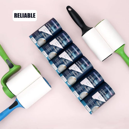 4.6 inch Giant Lint Roller Refills Only Compatible with Evercare Giant Lint Rollers and T Handle Pet Hair Roller, 50% More Pickup, 60 Sheets per Refill, 6 Pack, 360 Sheets Total