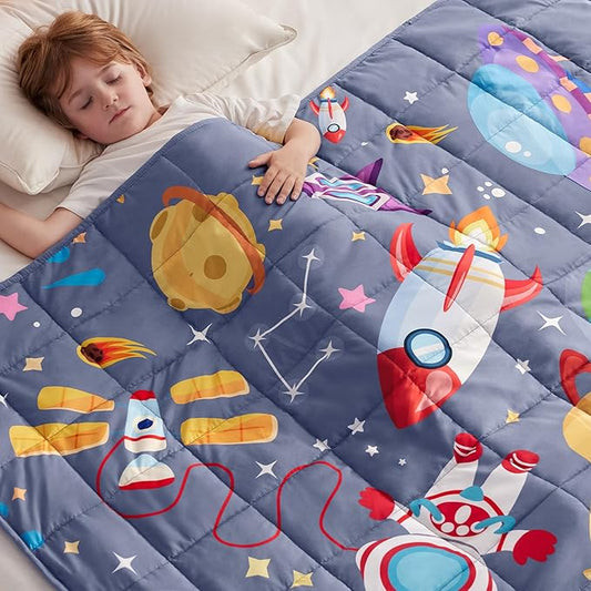 anfie Weighted Blanket Kids(50"x60" 5lbs) Weighted Blanket Cooling Blanket for Sleeping,Throw Size Breathable Blanket with Premium Glass Bead(Grey Aerospace)