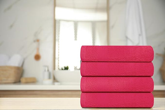 Premium Hand Towels Pack of 6 (16" x 30”) 100% Combed Ring Spun Cotton | Highly Absorbent Hand Towels Set | Ultra Soft for Home, Gym & Spa (Raspberry)