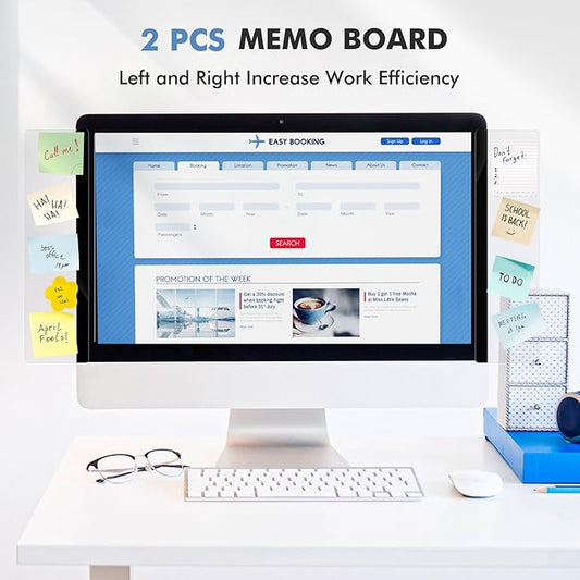 DOLLAR BOSS Monitor Memo Boards for Computers 2 Pcs Office Desk Accessories 11" x 3.1" Transparent Acrylic Monitor Side Panel Multifunction Message Board Screen Note Holder for Office Home Work Desk