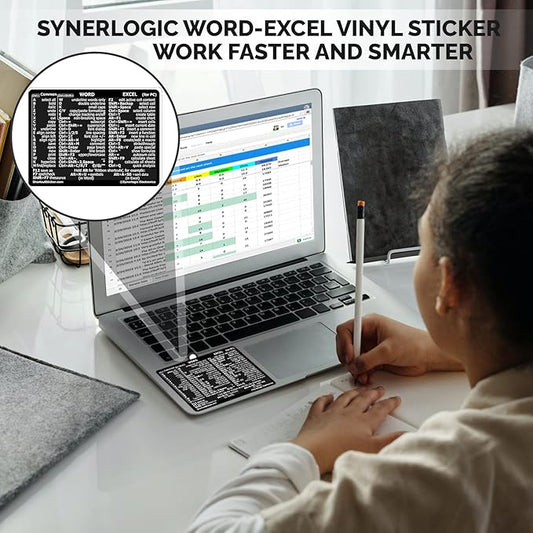 Synerlogic (10pcs) Word/Excel Windows Shortcut Sticker | Reference Guide Keyboard Shortcuts | Work from Home Essentials | Excel Shortcuts Cheat Sheet Laminated Vinyl (Black/Small/10)