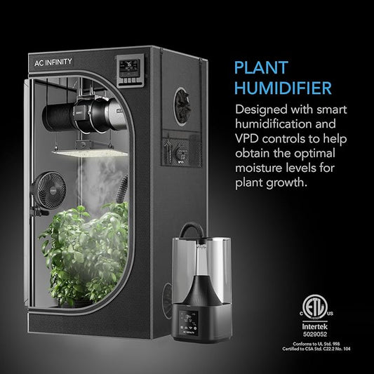 AC Infinity CLOUDFORGE T3, Plant Humidifier 4.5L with VPD Humidity Controls, 10-Level Precision Vaporizer, Extendable Targeting Hose and No-Leak Seal for Grow Tents