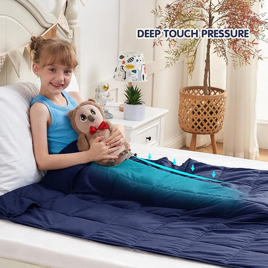 yescool Navy Weighted Blanket 7 Pounds Cooling Weighted Lap Blanket, Heavy Blanket for Sleeping, Weighted Throw Blanket Gift for 60-80lbs, 40"x60"