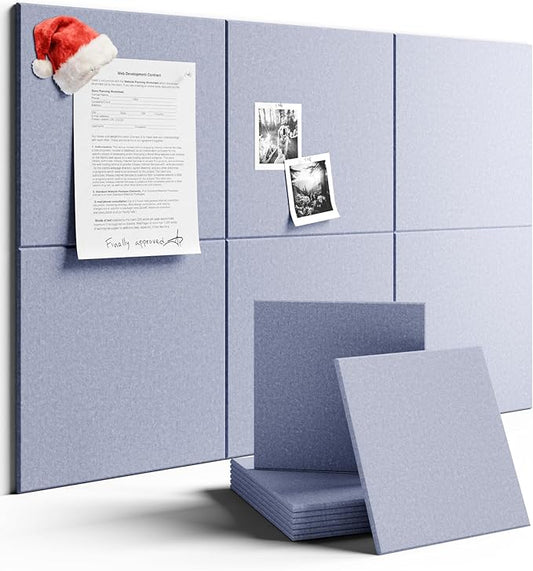 Large Felt Bulletin Board 36" x 24" Cork Board Alternative-6 Pack with 40 Safe Removable Adhesive Tabs, Cork Boards for Walls Cork Board for Home Office Classroom Pin Board - Soft Periwinkle