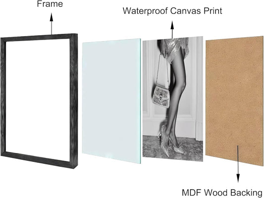 Luxury Lady Posters Canvas Art Wall Decor Trendy Black And White Wall Art Retro Girl Room Prints Beautiful Chic Woman Picture For Bedroom Office Bathroom Wall Decor 12" × 16" With Framed