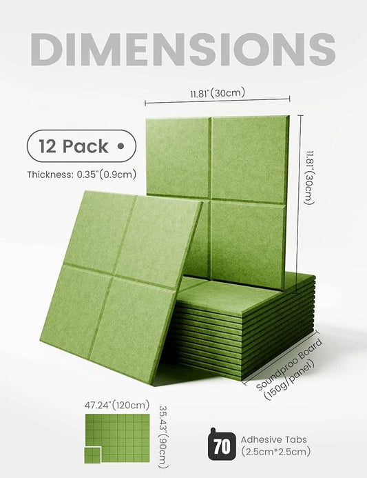 Large Felt Bulletin Board 48" x 36" Cork Board Alternative-12 Pack with 70 Safe Removable Adhesive Tabs, Cork Boards for Walls Cork Board for Home Office Classroom Pin Board-Kelly Green