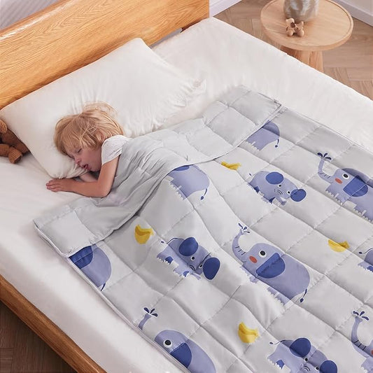 anfie Weighted Blanket Kids(36"x48" 3lbs) Weighted Blanket Cooling Blanket for Sleeping,Throw Size Breathable Blanket with Premium Glass Bead(Grey Elephant)