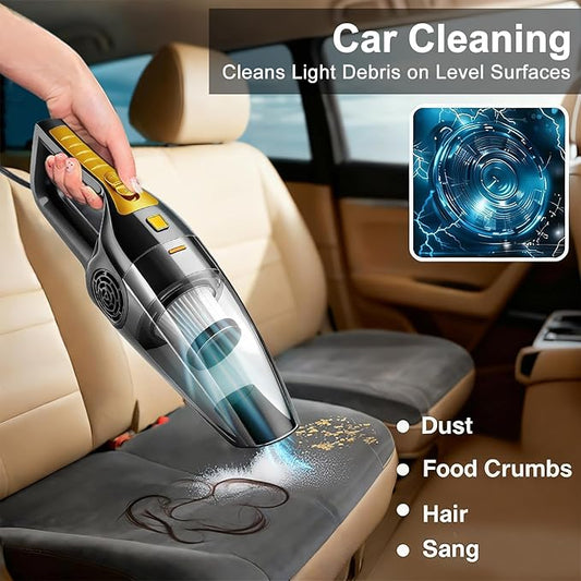 Car Vacuum Cleaner – 9000PA High Power Suction, DC 12V Portable Handheld Auto Vacuum with Attachments, Mini Car Interior Cleaner for Pet Hair, Dust, Crumbs, and Debris (Midnight Black)